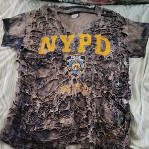 Distressed NYPD Graphic Tee - Black